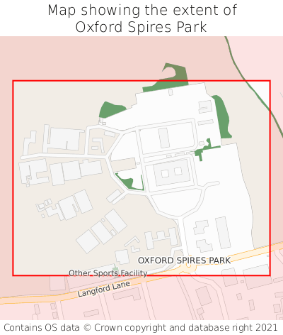 Map showing extent of Oxford Spires Park as bounding box
