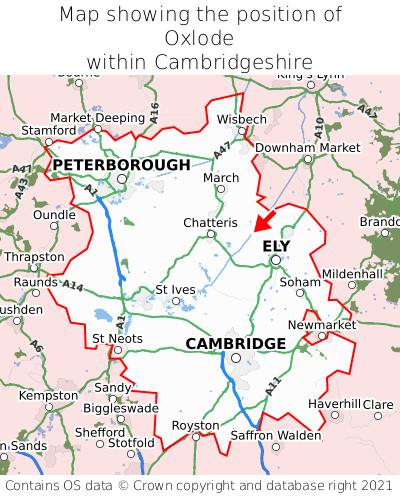 Map showing location of Oxlode within Cambridgeshire