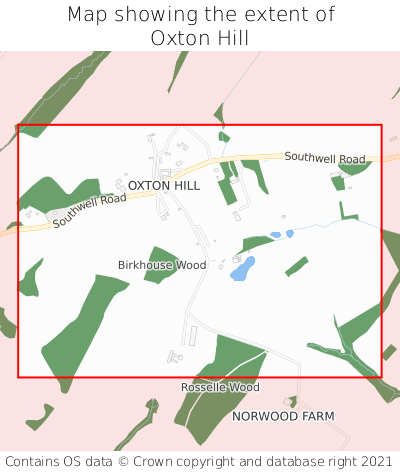 Map showing extent of Oxton Hill as bounding box