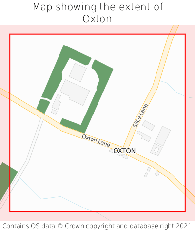 Map showing extent of Oxton as bounding box