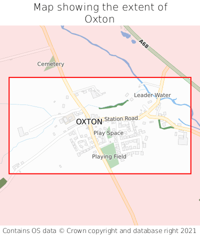 Map showing extent of Oxton as bounding box