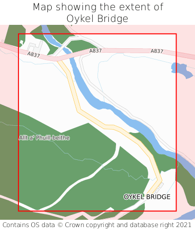 Map showing extent of Oykel Bridge as bounding box