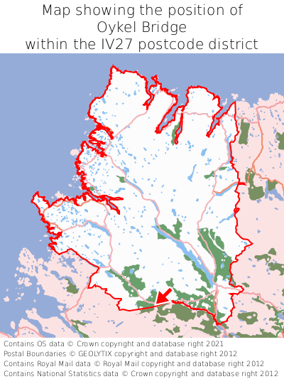 Map showing location of Oykel Bridge within IV27