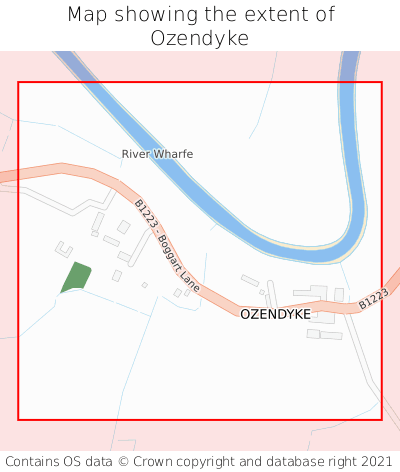 Map showing extent of Ozendyke as bounding box
