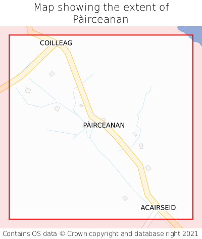 Map showing extent of Pàirceanan as bounding box