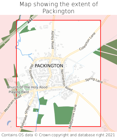 Map showing extent of Packington as bounding box
