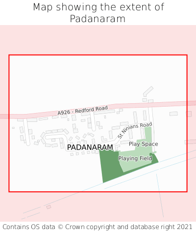 Map showing extent of Padanaram as bounding box