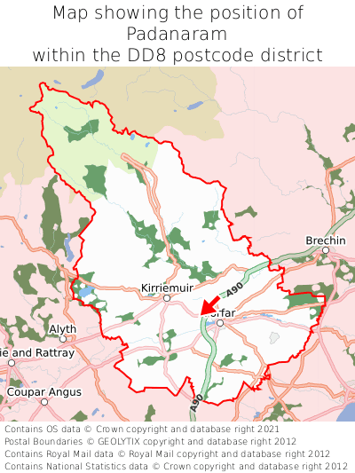 Map showing location of Padanaram within DD8