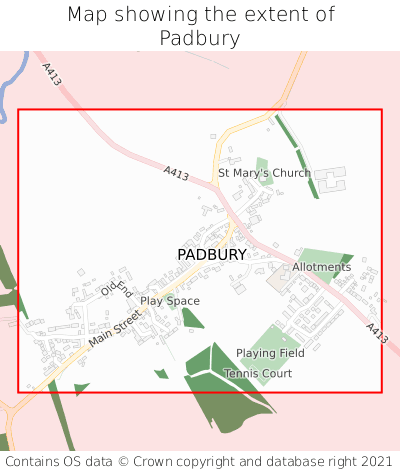 Map showing extent of Padbury as bounding box