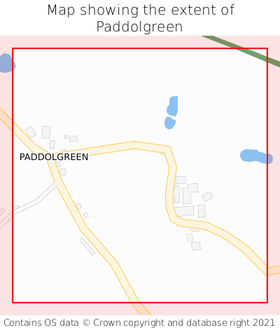 Map showing extent of Paddolgreen as bounding box