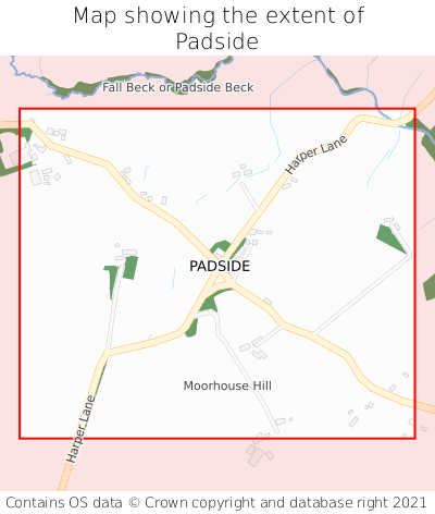 Map showing extent of Padside as bounding box
