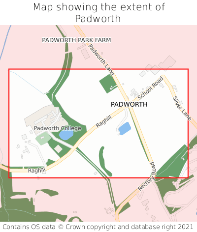 Map showing extent of Padworth as bounding box