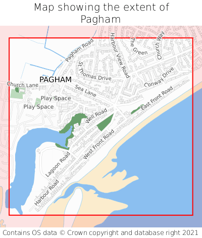 Map showing extent of Pagham as bounding box