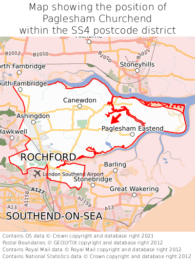 Map showing location of Paglesham Churchend within SS4