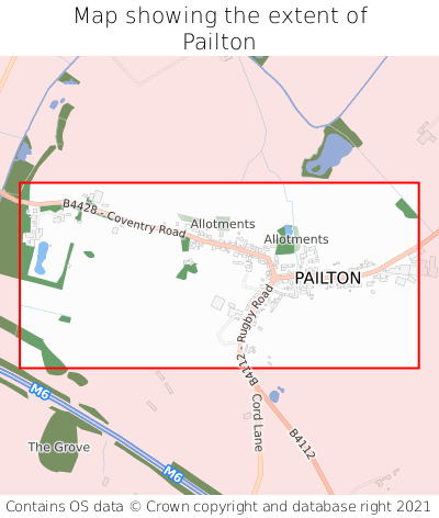 Map showing extent of Pailton as bounding box