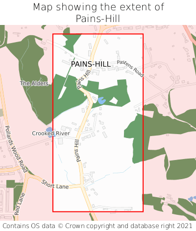 Map showing extent of Pains-Hill as bounding box