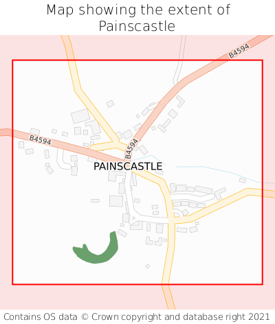 Map showing extent of Painscastle as bounding box