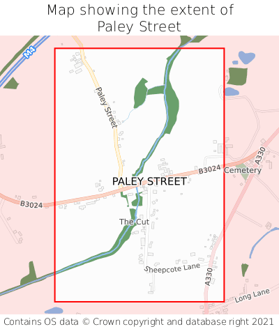 Map showing extent of Paley Street as bounding box