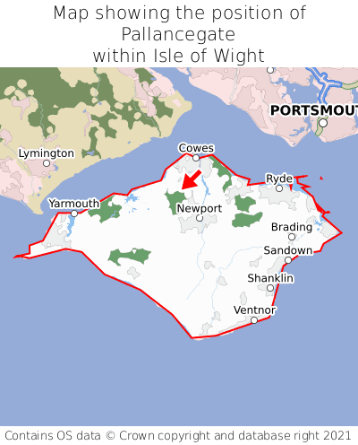 Map showing location of Pallancegate within Isle of Wight