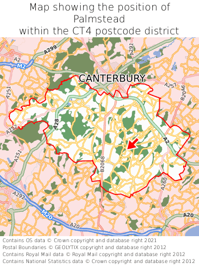 Map showing location of Palmstead within CT4