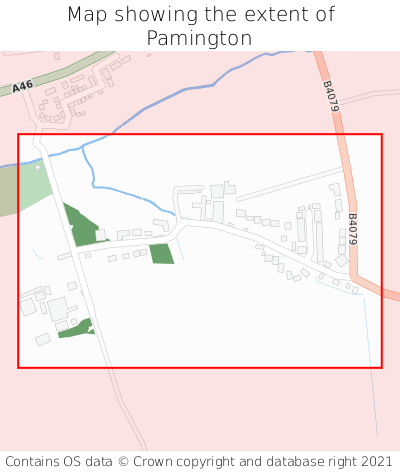 Map showing extent of Pamington as bounding box