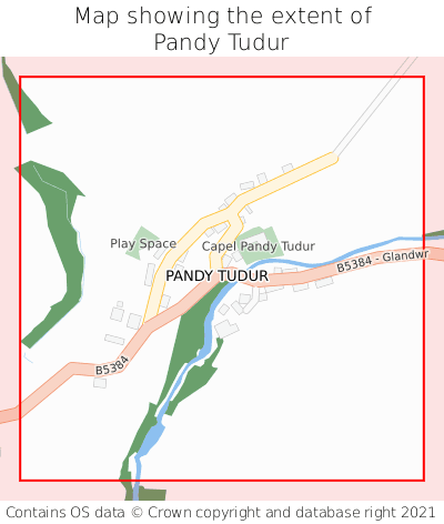 Map showing extent of Pandy Tudur as bounding box