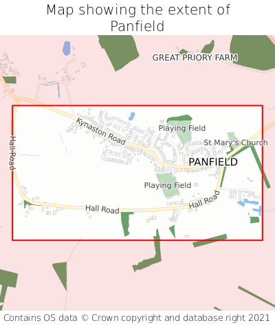 Map showing extent of Panfield as bounding box