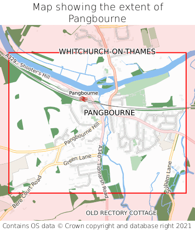 Map showing extent of Pangbourne as bounding box