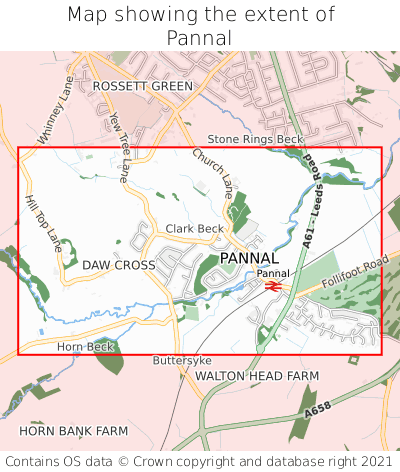 Map showing extent of Pannal as bounding box