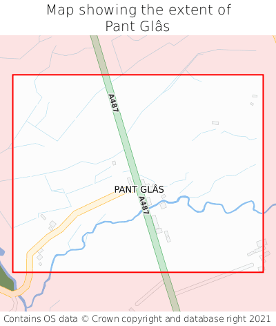 Map showing extent of Pant Glâs as bounding box