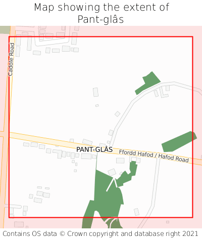 Map showing extent of Pant-glâs as bounding box