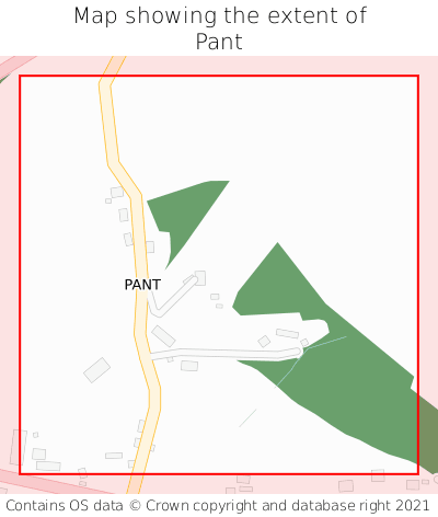 Map showing extent of Pant as bounding box