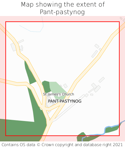 Map showing extent of Pant-pastynog as bounding box