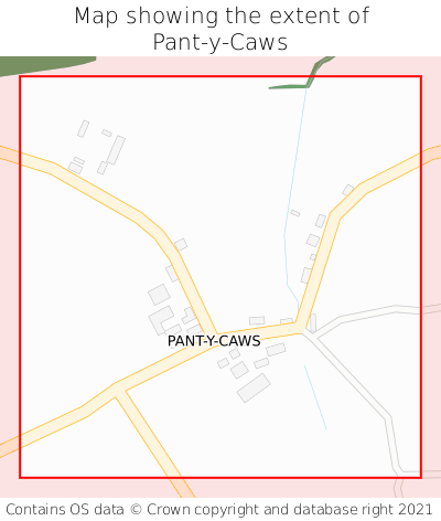 Map showing extent of Pant-y-Caws as bounding box