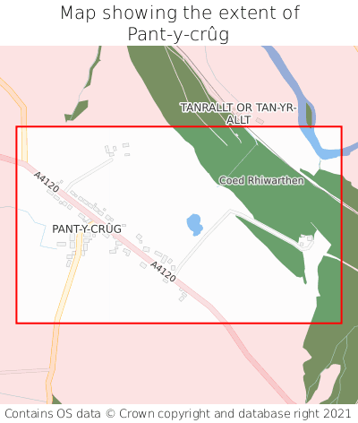 Map showing extent of Pant-y-crûg as bounding box