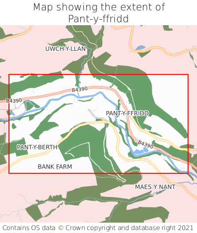 Map showing extent of Pant-y-ffridd as bounding box