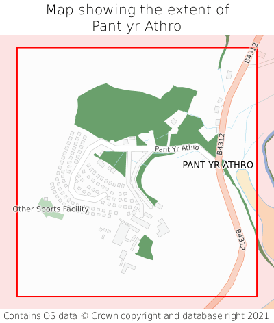 Map showing extent of Pant yr Athro as bounding box