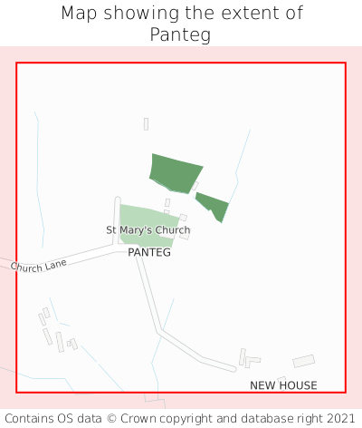 Map showing extent of Panteg as bounding box