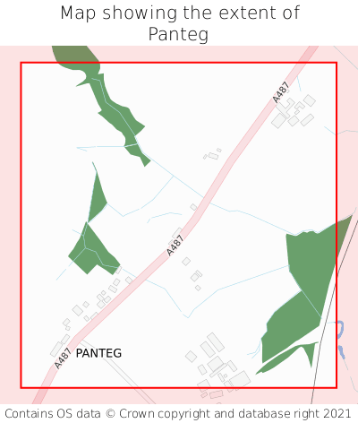 Map showing extent of Panteg as bounding box