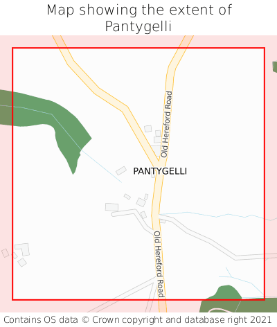 Map showing extent of Pantygelli as bounding box