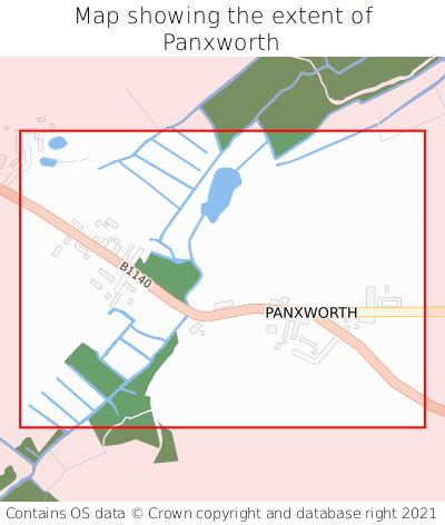 Map showing extent of Panxworth as bounding box