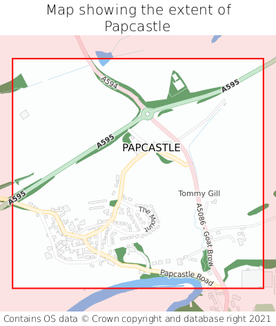 Map showing extent of Papcastle as bounding box