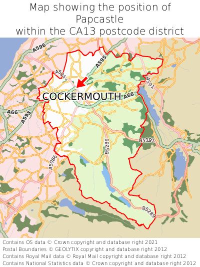 Map showing location of Papcastle within CA13