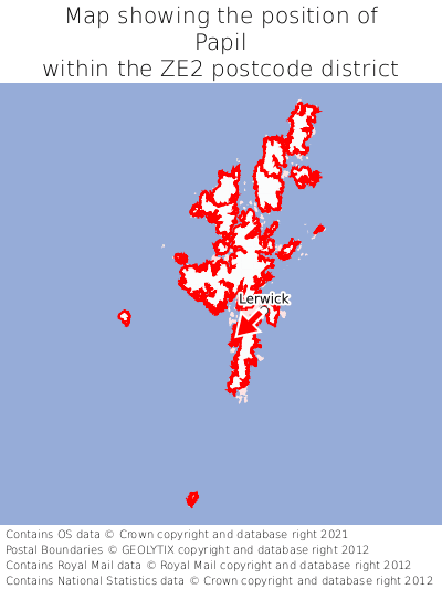 Map showing location of Papil within ZE2