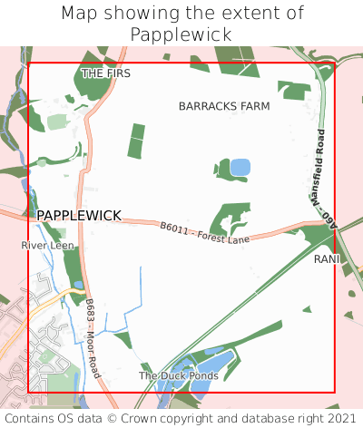 Map showing extent of Papplewick as bounding box