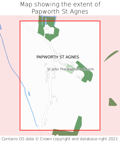 Map showing extent of Papworth St Agnes as bounding box