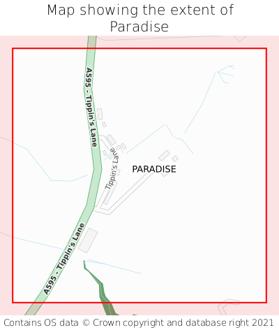 Map showing extent of Paradise as bounding box