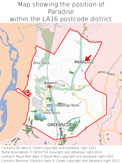 Map showing location of Paradise within LA16