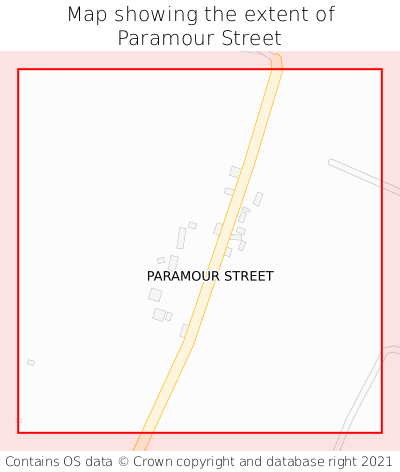 Map showing extent of Paramour Street as bounding box
