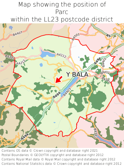 Map showing location of Parc within LL23